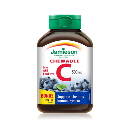 Jamieson - Chewable Vitamin C 500 mg - Juicy Wild Blueberry | 120 Tablets