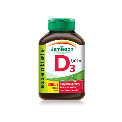 Jamieson - Vitamin D3, 1000 IU | 200 + 40 Tablets