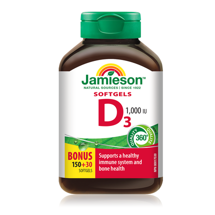 Jamieson - Vitamin D3, 1000 IU | 150 + 30 Softgels
