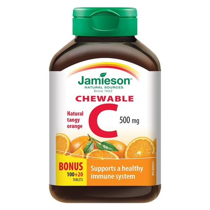 Jamieson - Chewable Vitamin C 500 mg - Natural Tangy Orange | 120 Tablets